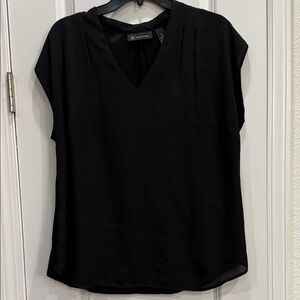 INC International Concepts Black V-Neck Blouse